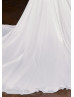 Elbow Sleeves White Lace Chiffon Bohemian Flower Girl Dress